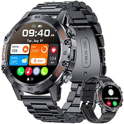 SIEMORL Smartwatch Hombre Militar con Llamadas，1.32''HD Smartwatch con 2 Correas