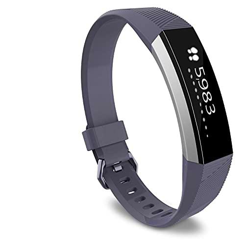 KAEHA FBAHR-0119 Bandas Fitbit Alta HR, Repuesto Correa Deportiva Ajustable Compatible para Las para Mujeres Hombres (6.5&quot;-8.1&quot;) -Gris