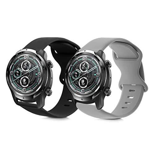 kwmobile Pulsera Compatible con Ticwatch Pro 3 / X/Pro 3 Lite/Pro 2021-2X Correa de Silicona smartwatch Talla L Negro/Gris