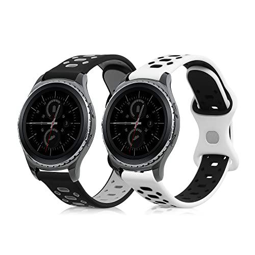kwmobile Pulsera Compatible con Samsung Gear Sport/Gear S2 Classic/Active 2-2X Correa de Silicona smartwatch Talla L Negro/Gris/Blanco/Negro