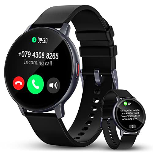 Reloj Inteligente Hombre con Llamadas y Whatsapp, 1,3” Táctil Smartwatch Mujer IP67 Pulsera Actividad con 123 Deportivo/Asistente Voz/Podómetro/Pulsómetro/Oxímetro/Monitor de Sueño para iOS Android