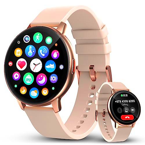 Reloj Inteligente Mujer con Llamadas y Whatsapp, 1,3” AMOLED Smartwatch Hombre Pulsera Actividad Impermeable con Asistente Voz/123 Deportivo/Pulsómetro/Podómetro/Monitor de Sueño/SpO2 para iOS Android
