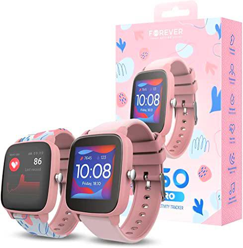 Forever JW-200 smartwatch para niños Regalo Juvenil para niño y niña Reloj con Juegos Impermeable IP68 Deportes Pulsómetro Monitor de sueño Contador de calorías